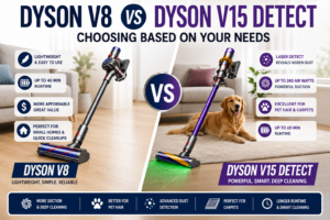 Read more about the article Dyson V8 vs Dyson V15 Detect: Choosing Based on Your Needs
