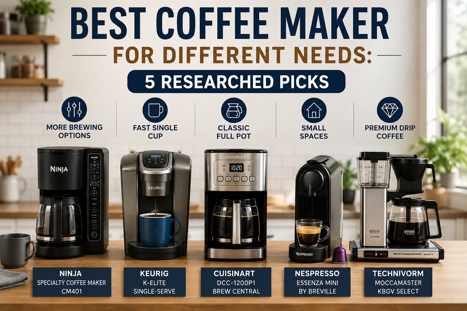 Read more about the article Best Home Coffee Makers for Different Needs: 5 Researched Picks