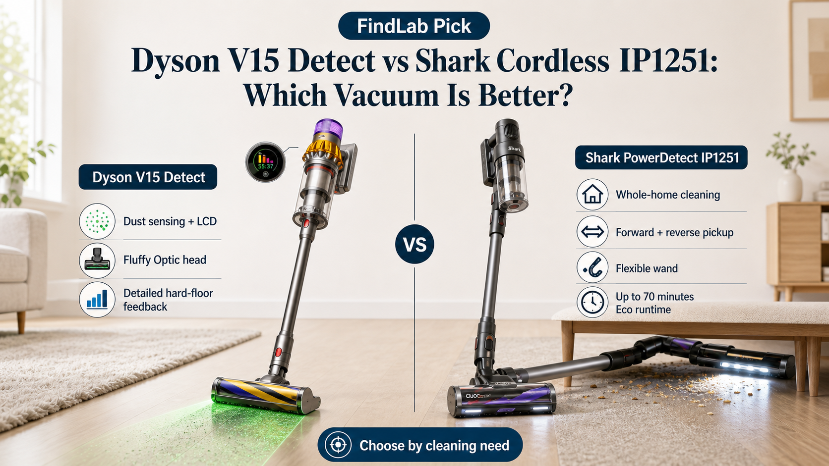You are currently viewing Dyson V15 Detect vs Shark Cordless IP1251: Laser Dust Detection or Lower-Cost Cordless Cleaning?